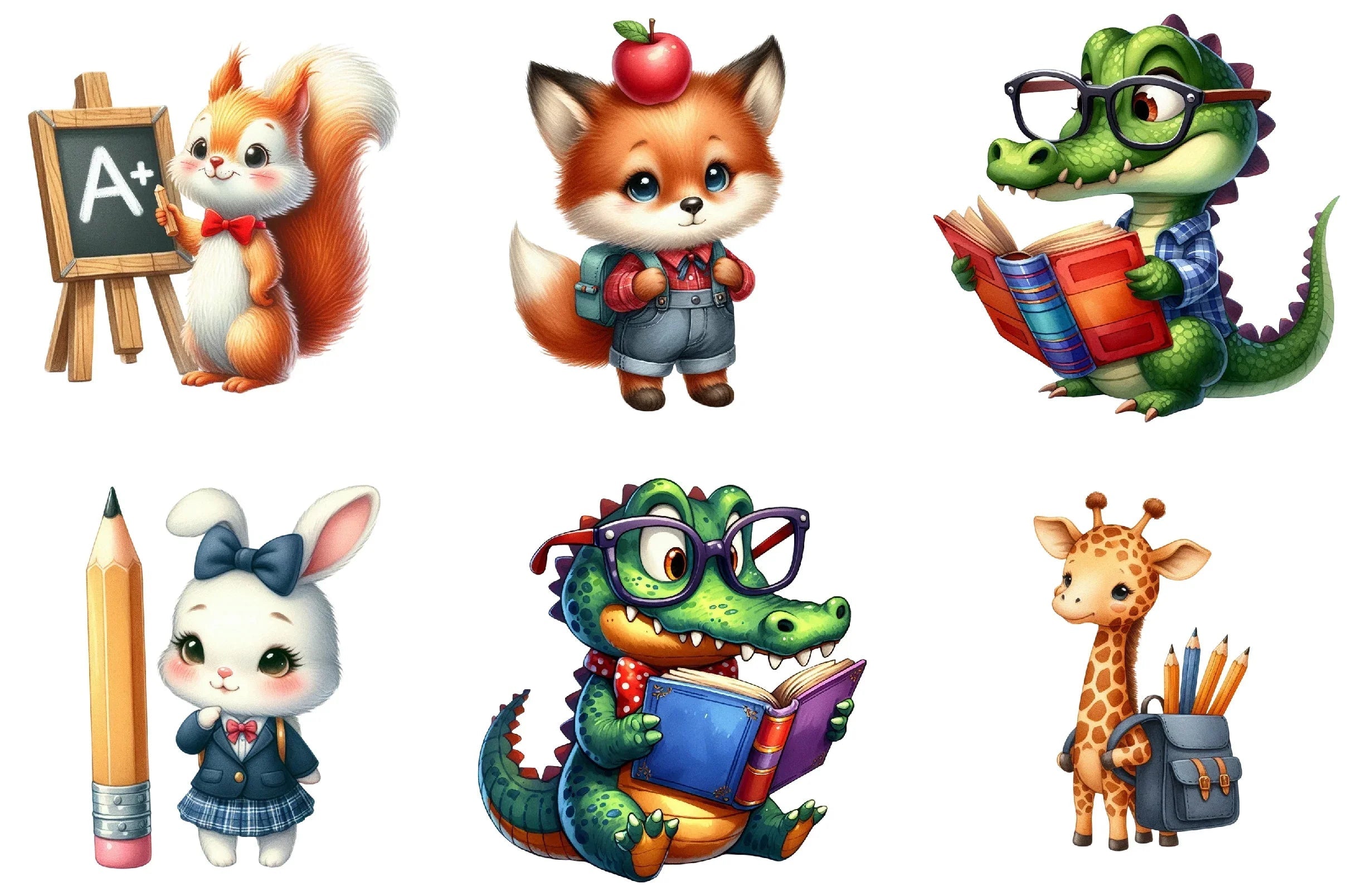 Kawaii School Animal Clipart Bundle - CraftNest - Digital Crafting and Art