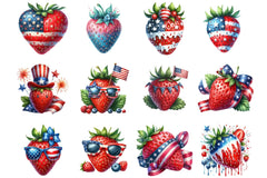 4th of July Strawberry Clipart Bundle - CraftNest - Digital Crafting and Art