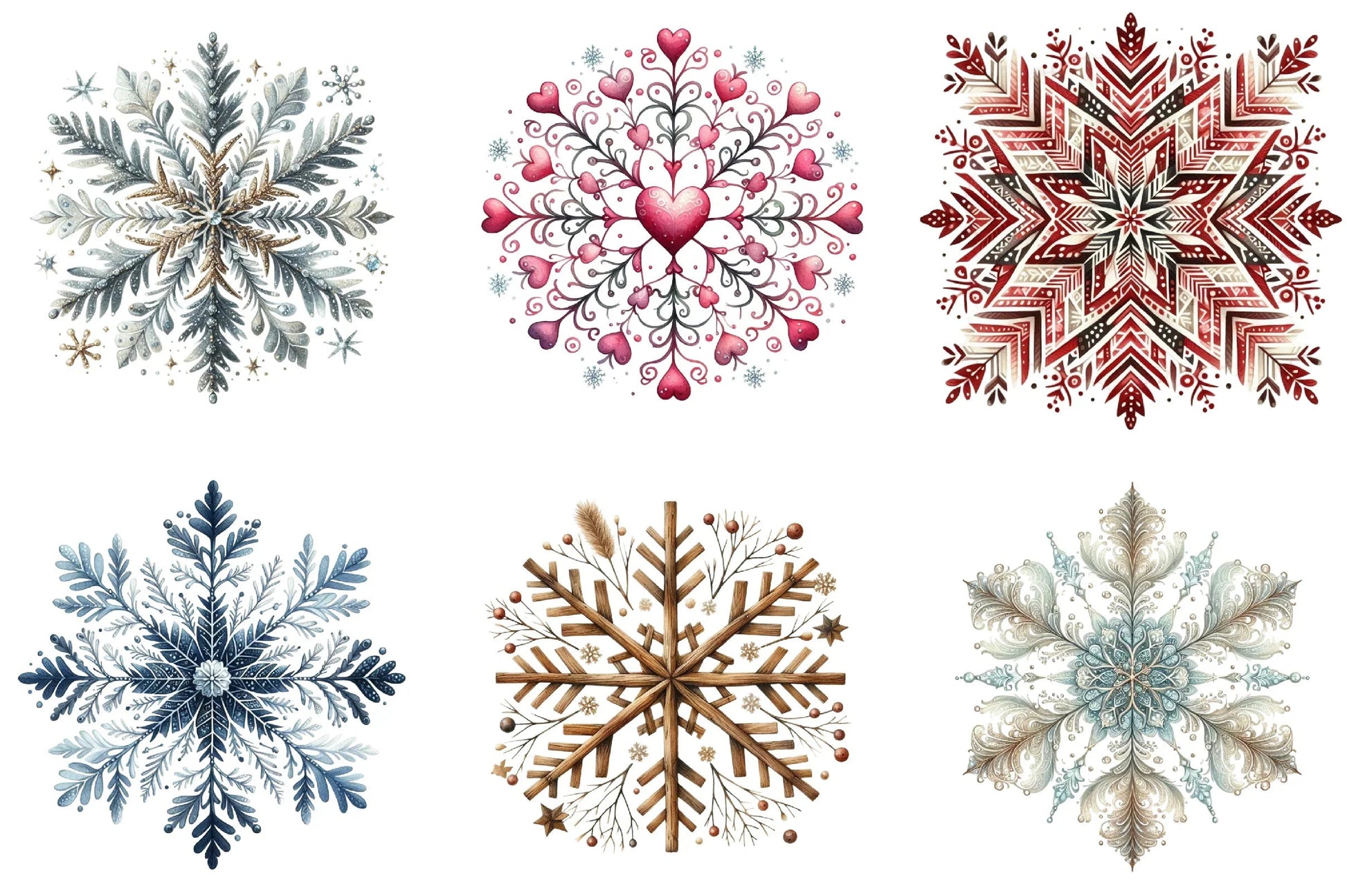 Christmas Snowflake Clipart Bundle - CraftNest - Digital Crafting and Art