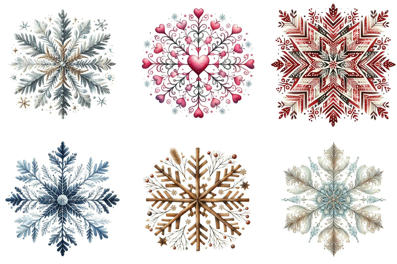 Christmas Snowflake Clipart Bundle - CraftNest - Digital Crafting and Art
