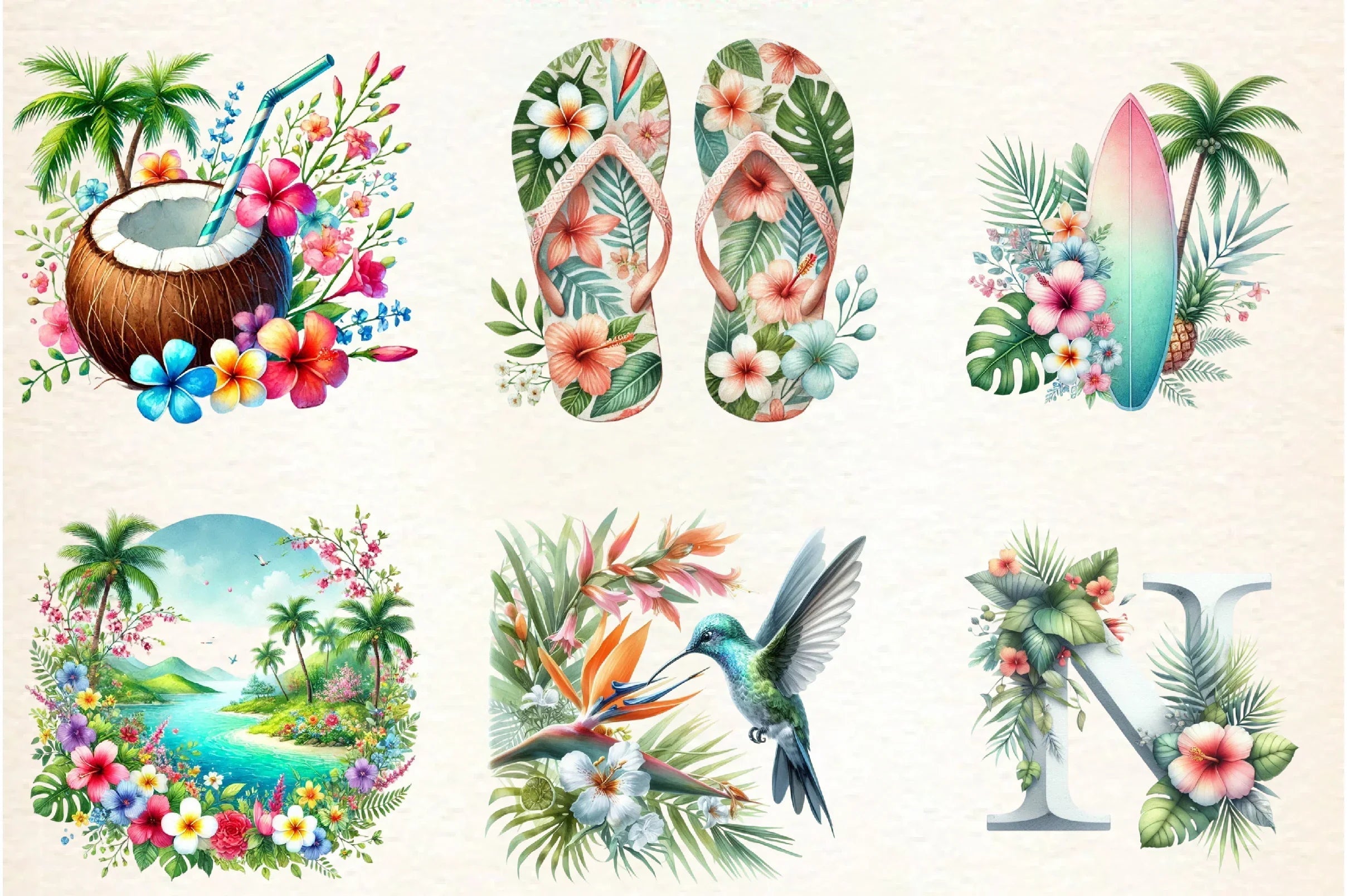 Tropical Spring Clipart Bundle - CraftNest - Digital Crafting and Art