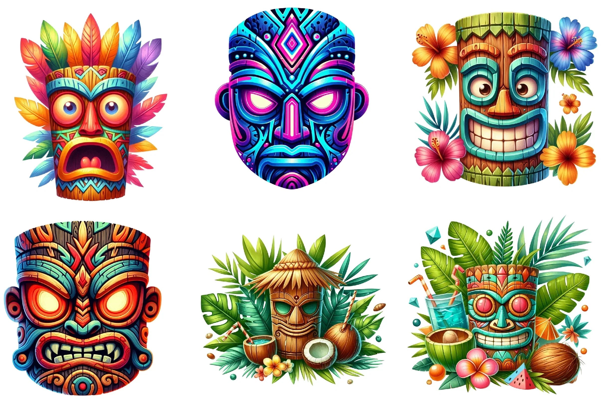 Festival Tiki Mask Clipart Bundle - CraftNest - Digital Crafting and Art