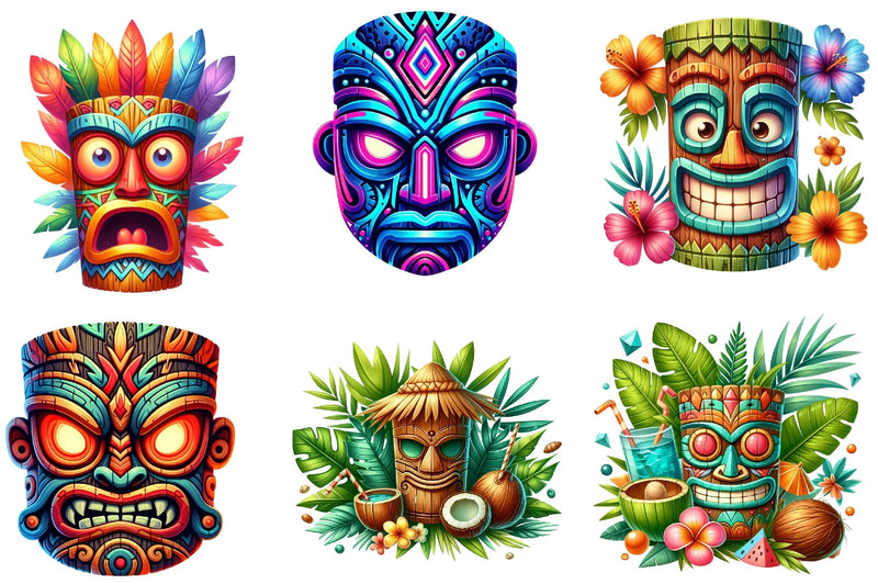 Festival Tiki Mask Clipart Bundle - CraftNest - Digital Crafting and Art