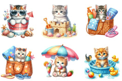 Cute Summer Kittens Clipart Bundle - CraftNest - Digital Crafting and Art