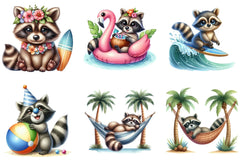 Summer Raccoon Clipart Bundle - CraftNest - Digital Crafting and Art