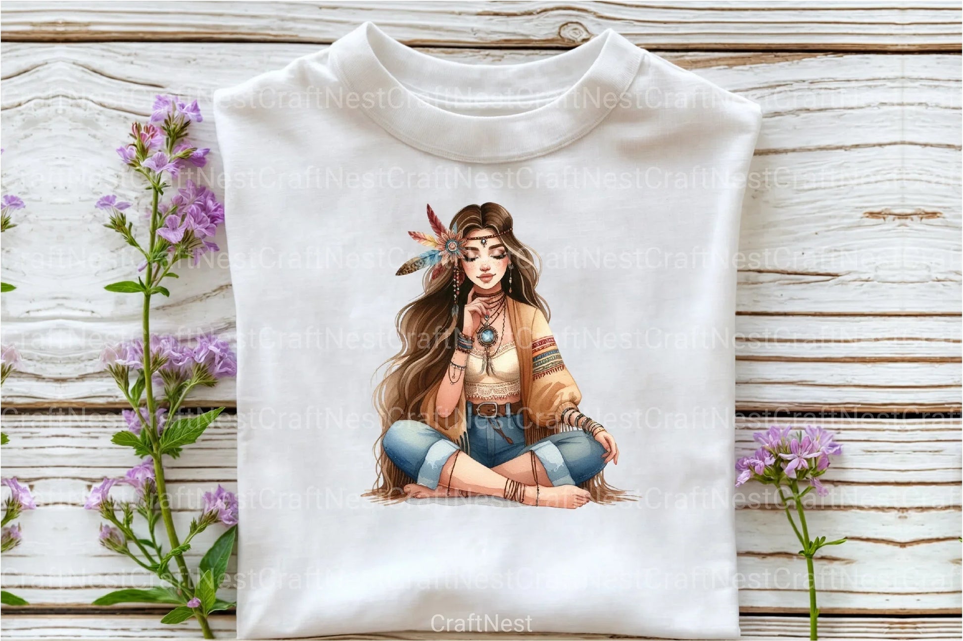 Tribal Boho Girl Clipart Bundle 1 - CraftNest - Digital Crafting and Art