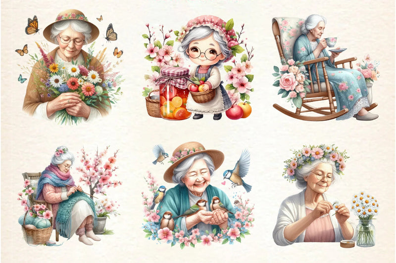Grandma Spring Clipart Bundle - CraftNest - Digital Crafting and Art