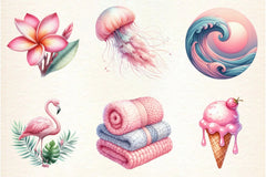 Pink Summer Clipart Bundle - CraftNest - Digital Crafting and Art
