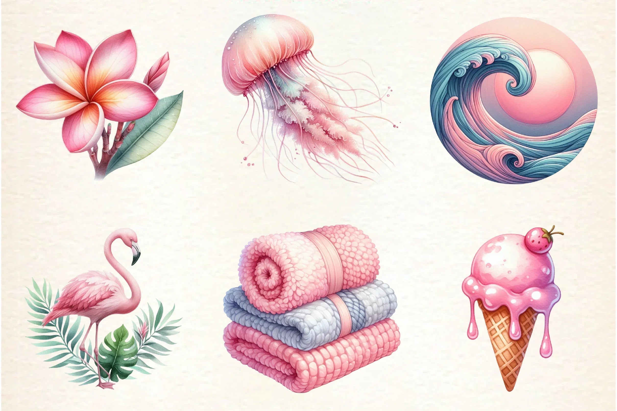 Pink Summer Clipart Bundle - CraftNest - Digital Crafting and Art
