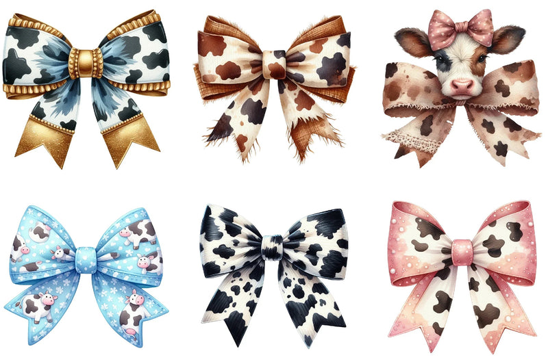 Cow Print Bow Clipart Bundle - CraftNest - Digital Crafting and Art