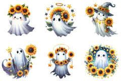 Sunflower Star Ghost Halloween Clipart Bundle 4 - CraftNest - Digital Crafting and Art