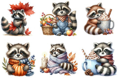 Autumn Raccoons Clipart Bundle 88 - CraftNest - Digital Crafting and Art