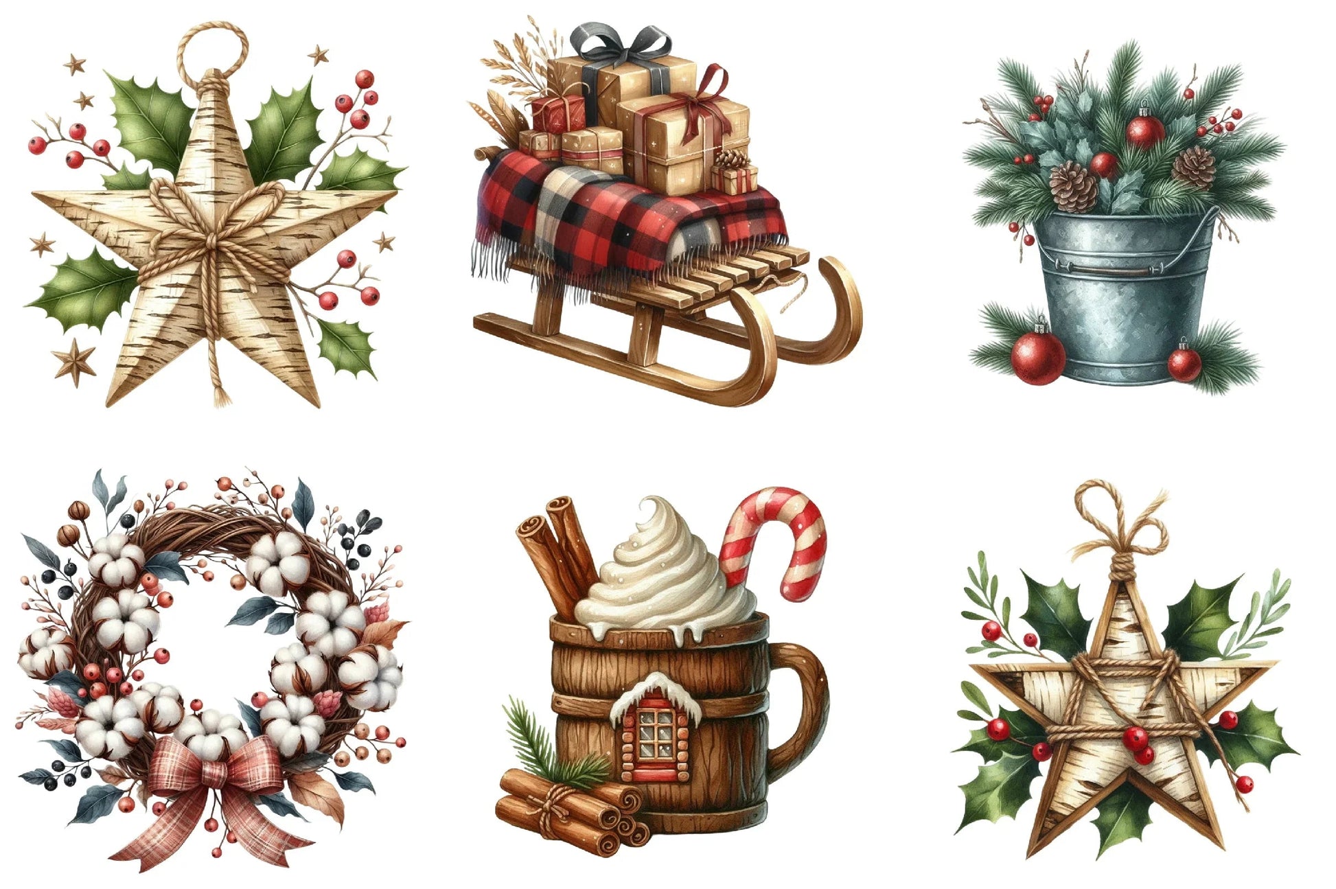 Rustic Christmas Clipart Bundle - CraftNest - Digital Crafting and Art
