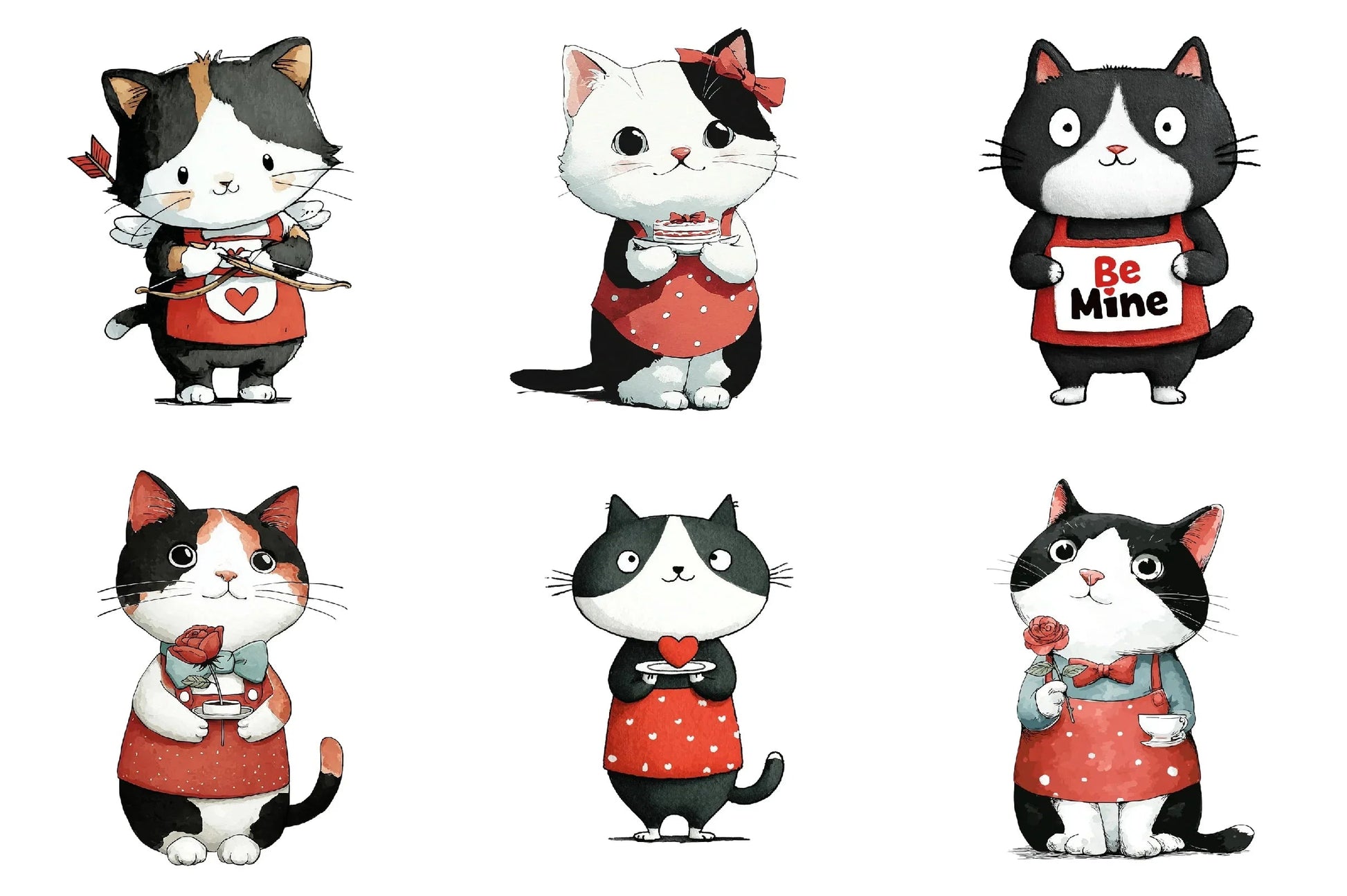 Quirky Valentine Cat Clipart Bundle - CraftNest - Digital Crafting and Art