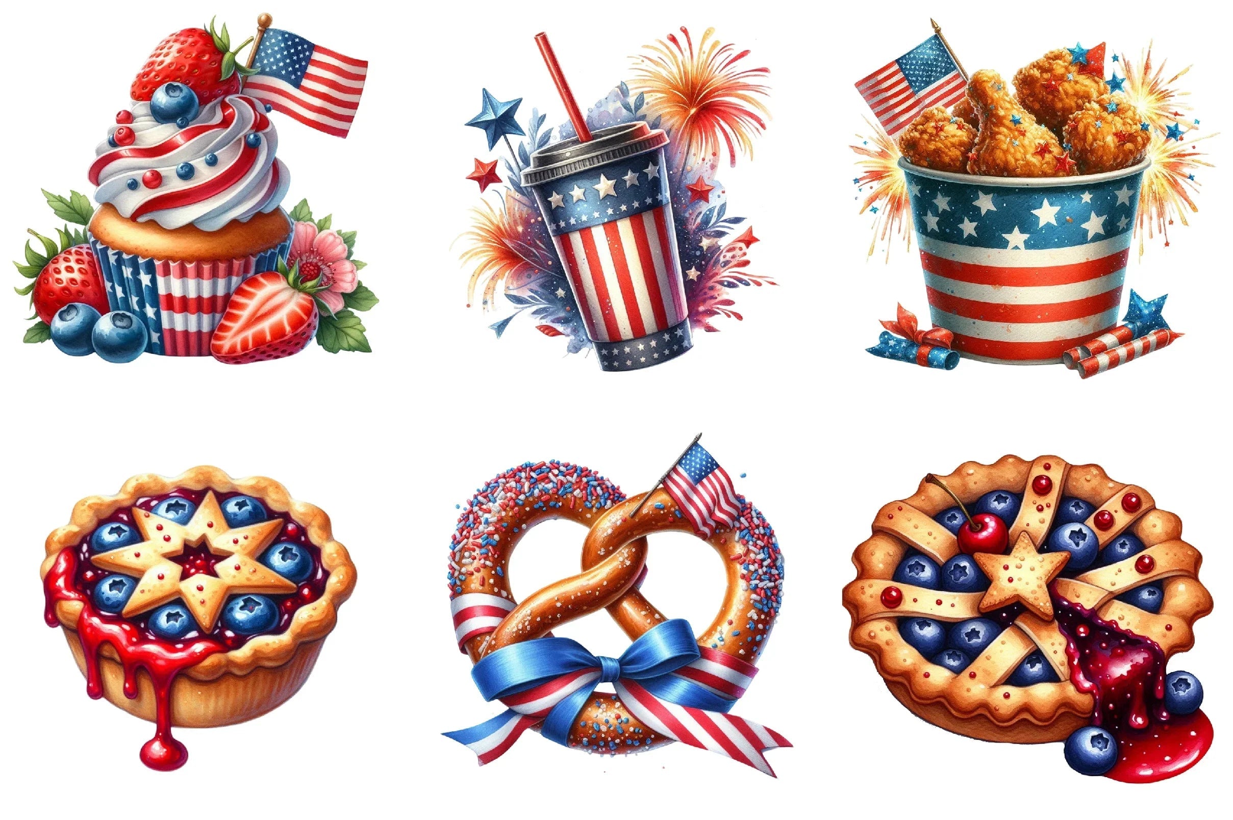 4th of July Fast Food Clipart Bundle - CraftNest - Digital Crafting and Art