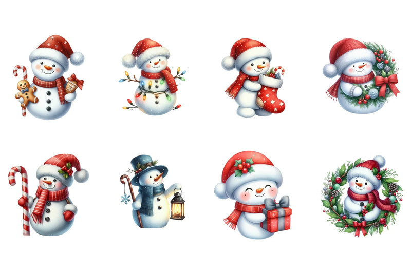 Cute Christmas Snowman Clipart Bundle - CraftNest - Digital Crafting and Art