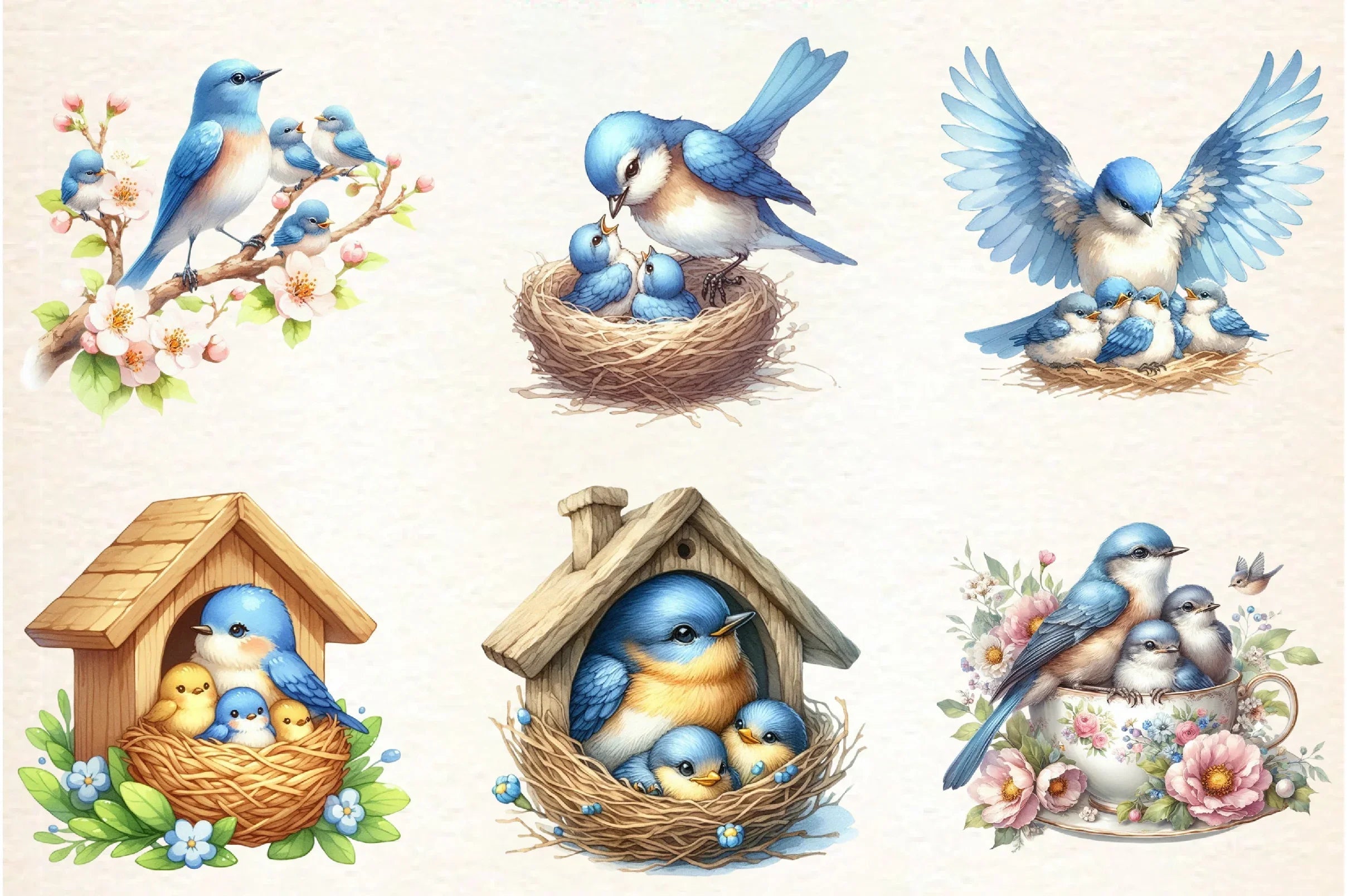 Mother's Day Bluebird Mom Clipart Bundle - CraftNest - Digital Crafting and Art