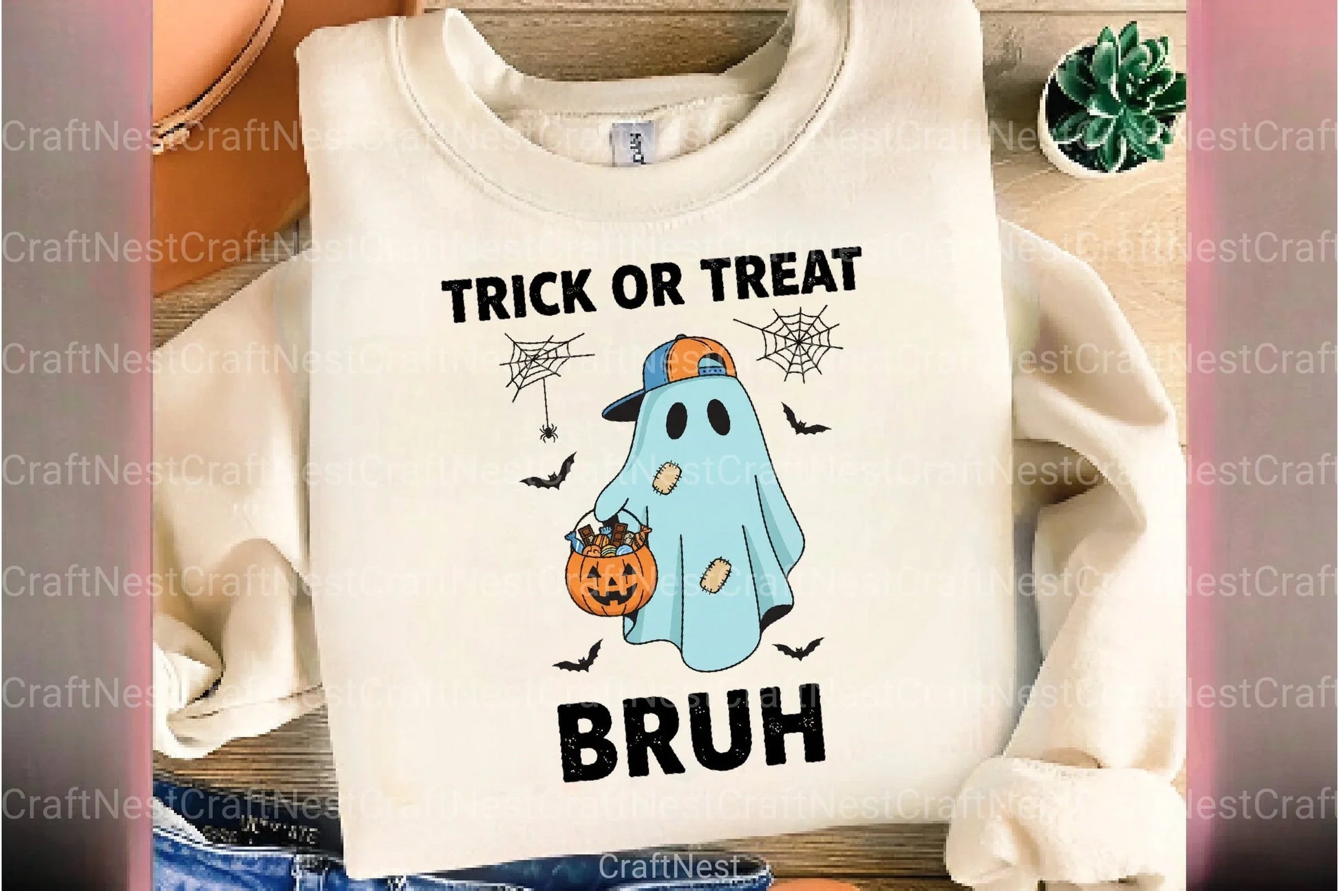 Retro Halloween Clipart Bundle: Trick or Treat Bruh - CraftNest - Digital Crafting and Art
