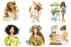 Summer Lemon Woman Clipart Bundle - CraftNest - Digital Crafting and Art