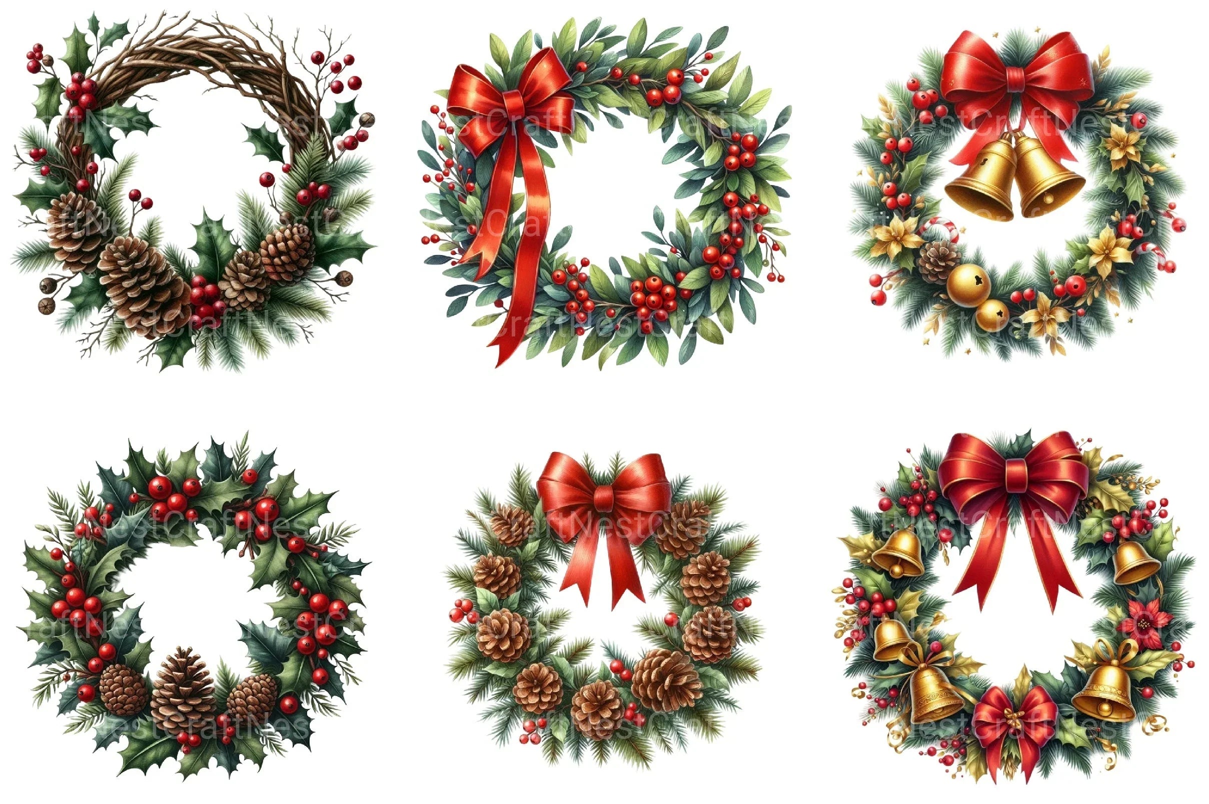 Christmas Wreath Clipart Bundle 55 - CraftNest - Digital Crafting and Art