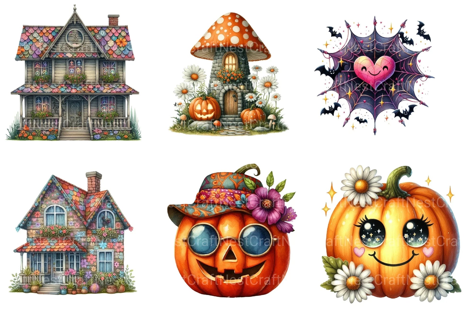 Retro Halloween Clipart Bundle 1 - CraftNest - Digital Crafting and Art