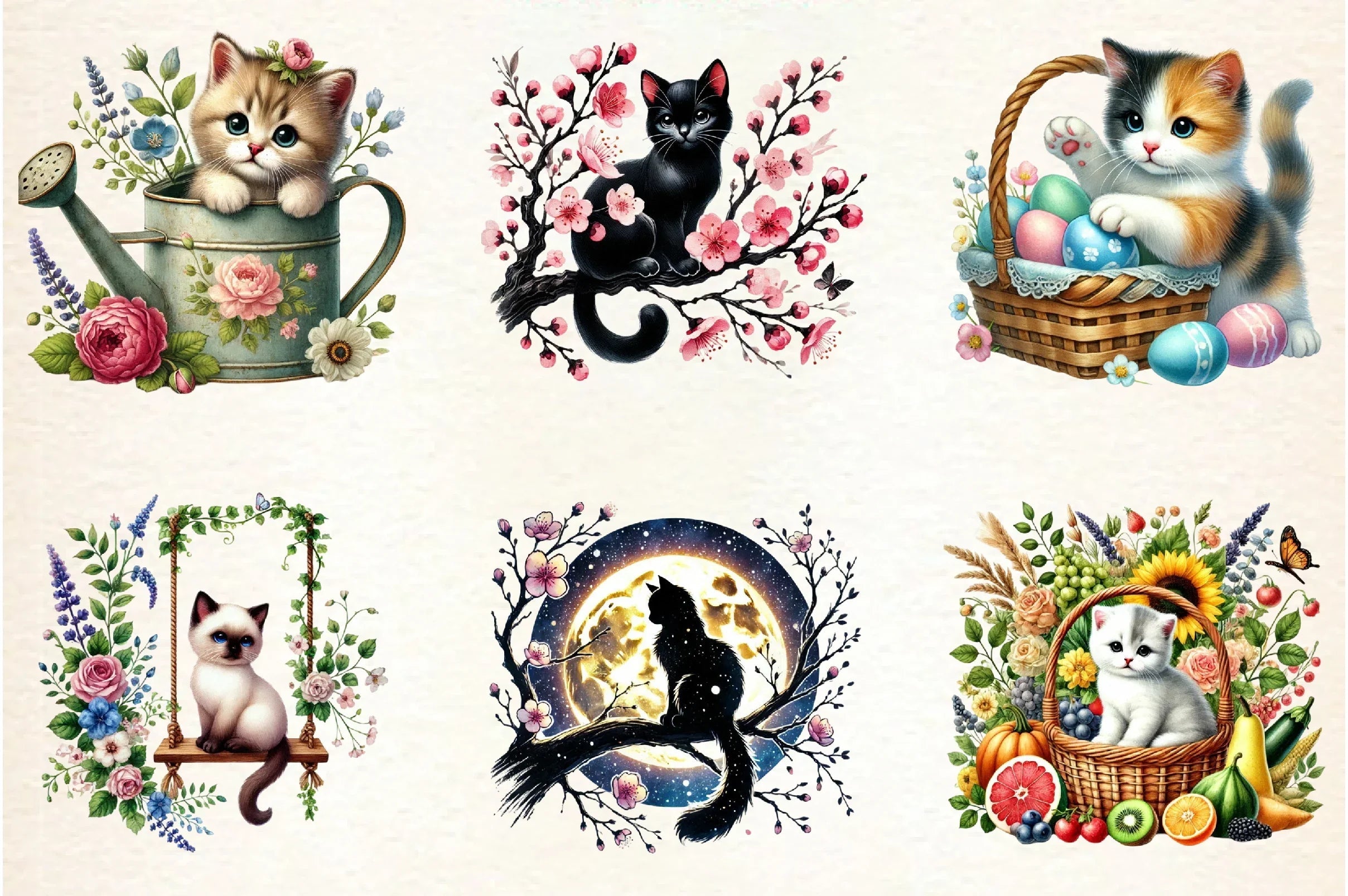 Spring Cats Clipart Bundle - CraftNest - Digital Crafting and Art