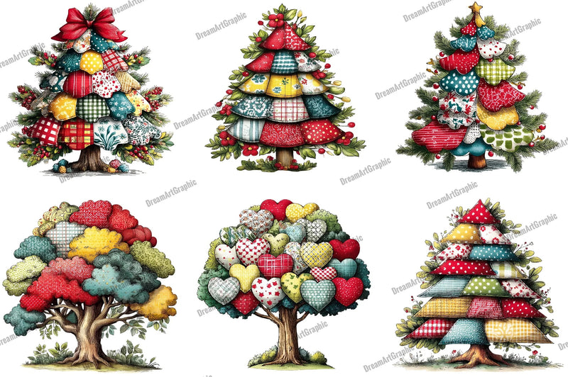 Christmas Tree Patchwork Clipart Bundle - CraftNest - Digital Crafting and Art