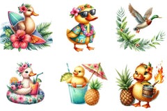 Hawaiian Tropical Duck Clipart Bundle - CraftNest - Digital Crafting and Art