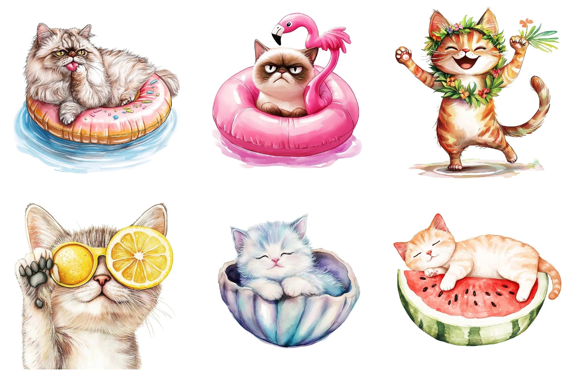 Funny Summer Cats Clipart Bundle - CraftNest - Digital Crafting and Art