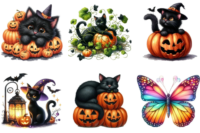 Black Cat & Pumpkin Halloween Clipart Bundle - CraftNest - Digital Crafting and Art