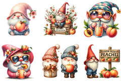 Summer Peach Gnome Clipart Bundle - CraftNest - Digital Crafting and Art