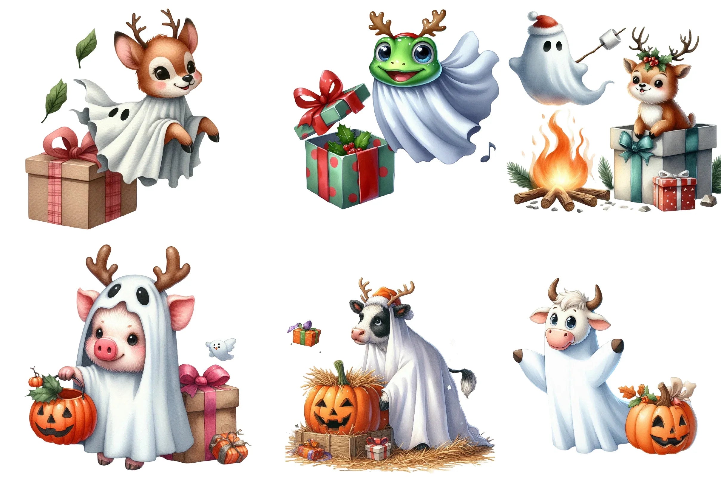 Halloween Animal Ghost Clipart Bundle - CraftNest - Digital Crafting and Art