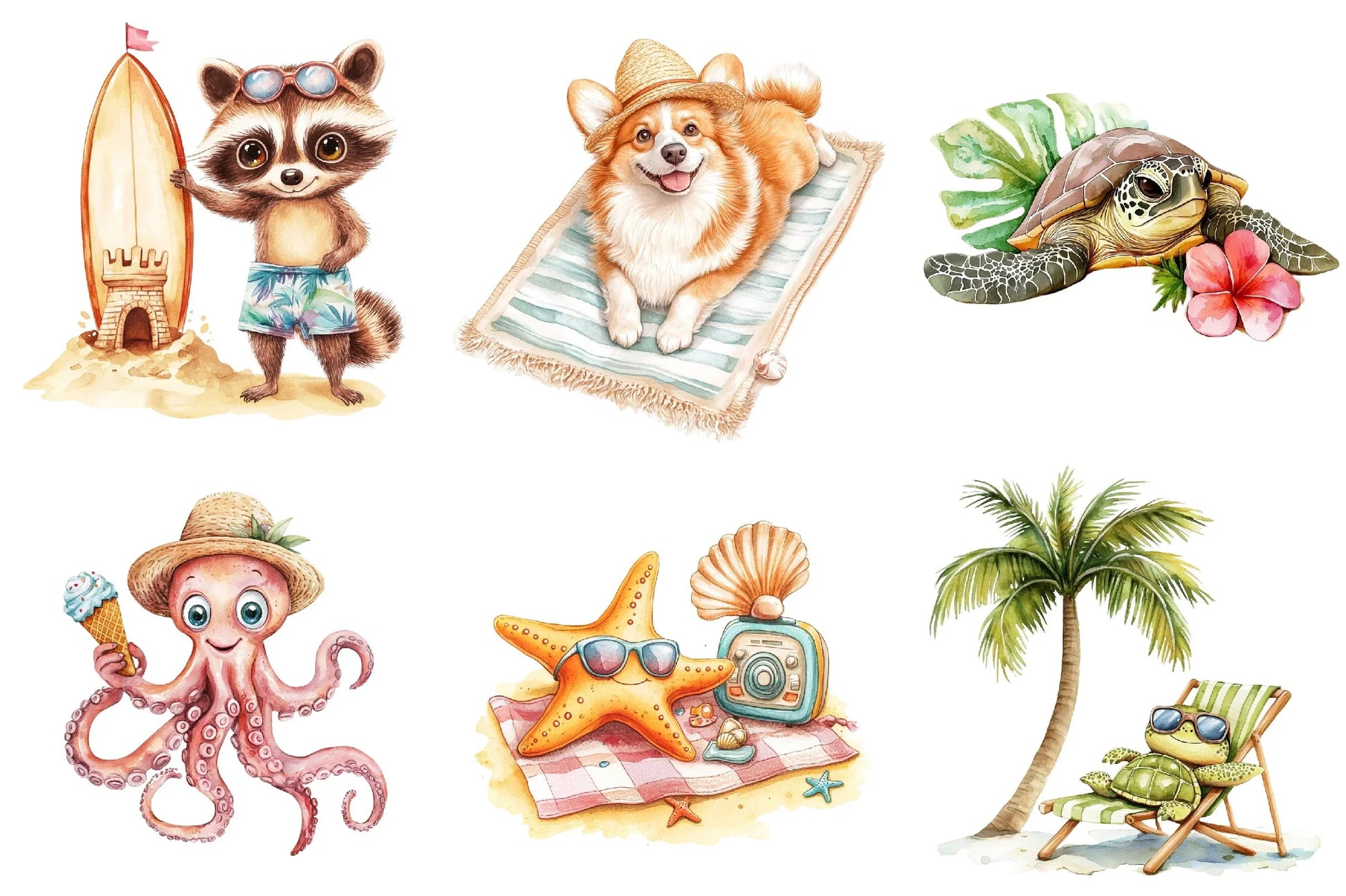 Summer Beach Animals Clipart Bundle - CraftNest - Digital Crafting and Art