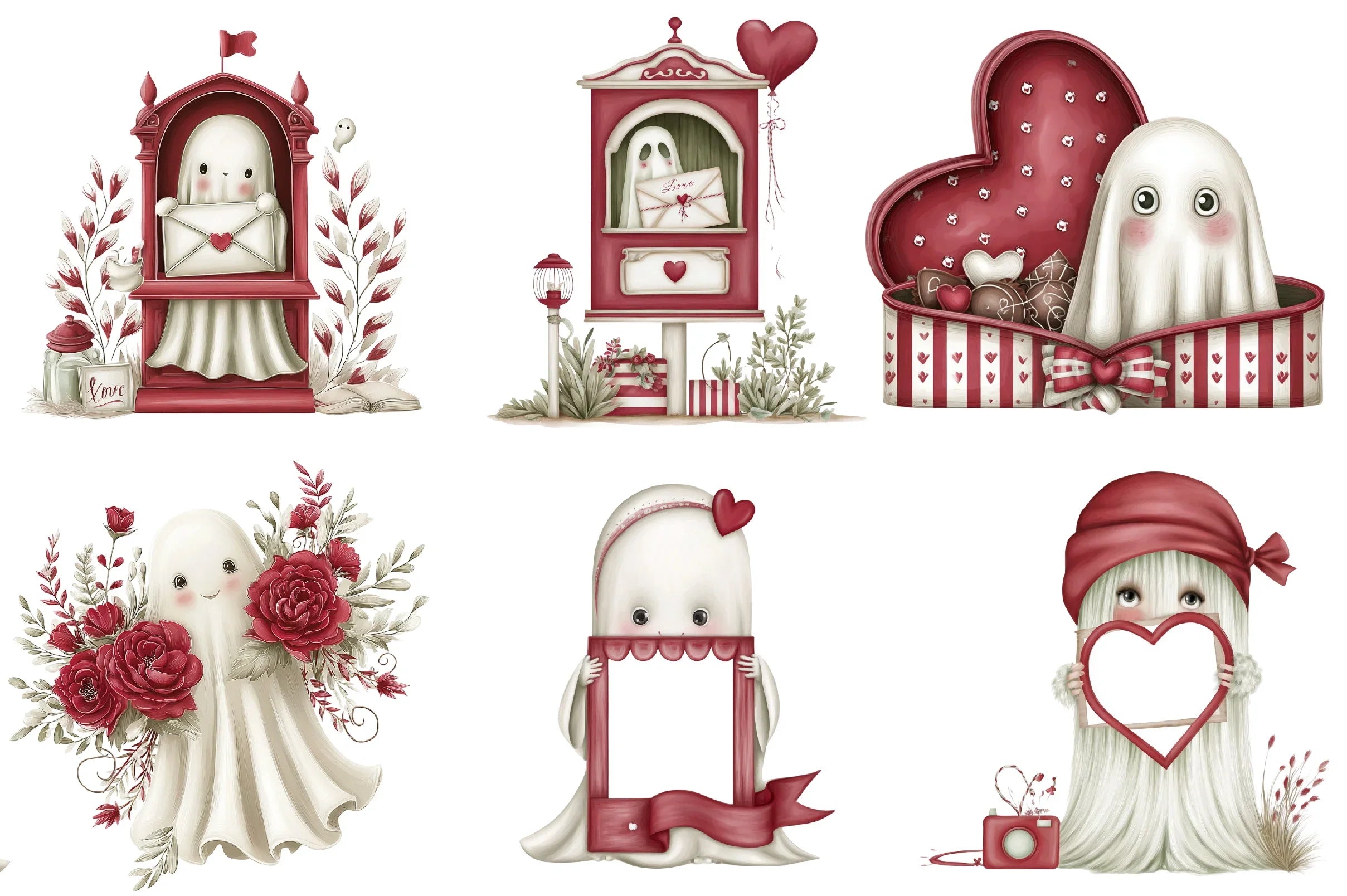 Valentine Ghost Clipart Bundle - CraftNest - Digital Crafting and Art