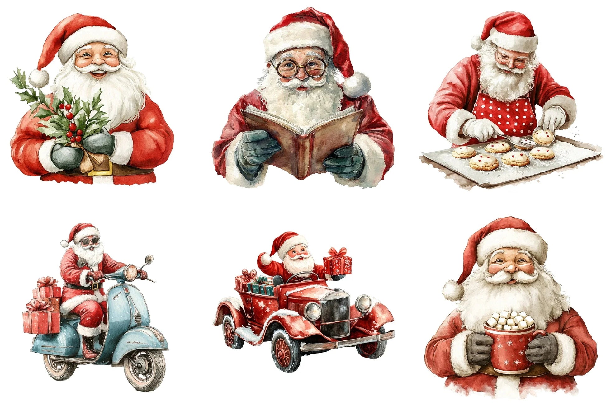 Retro Christmas Santa Clipart Bundle - CraftNest - Digital Crafting and Art