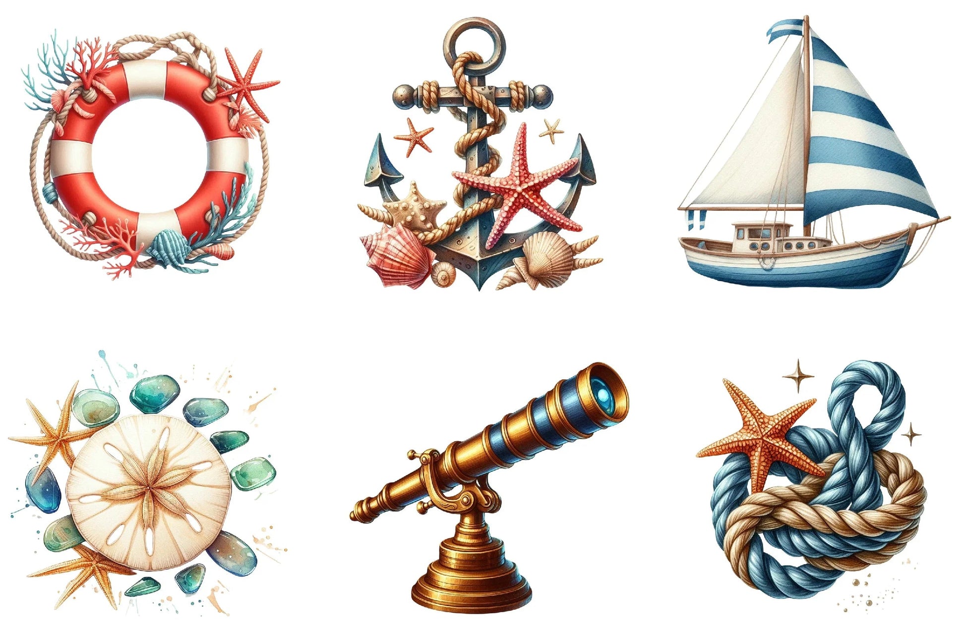Nautical Beach Clipart Bundle - CraftNest - Digital Crafting and Art