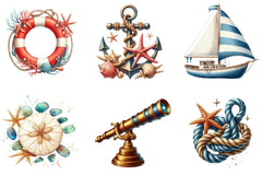 Nautical Beach Clipart Bundle - CraftNest - Digital Crafting and Art