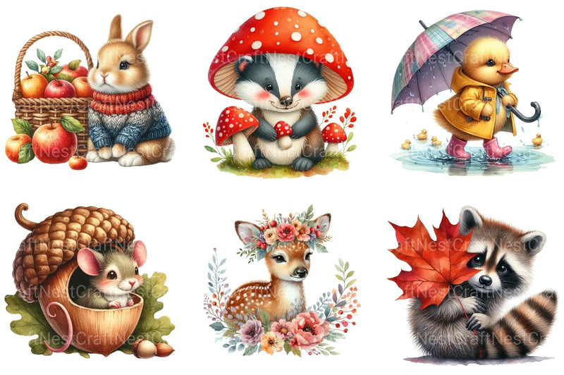 Autumn Animal Fall Clipart Bundle - CraftNest - Digital Crafting and Art