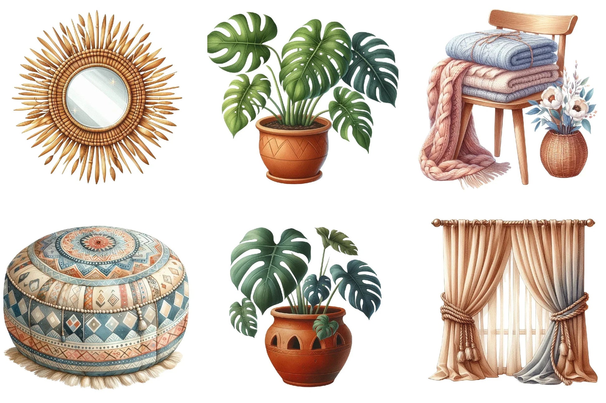 Boho Home Decor Clipart Bundle - CraftNest - Digital Crafting and Art