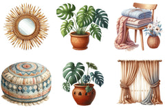 Boho Home Decor Clipart Bundle - CraftNest - Digital Crafting and Art