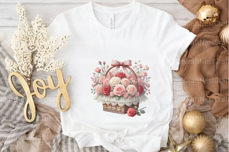 Valentine's Basket Love Rose Champagne Clipart Bundle - CraftNest - Digital Crafting and Art