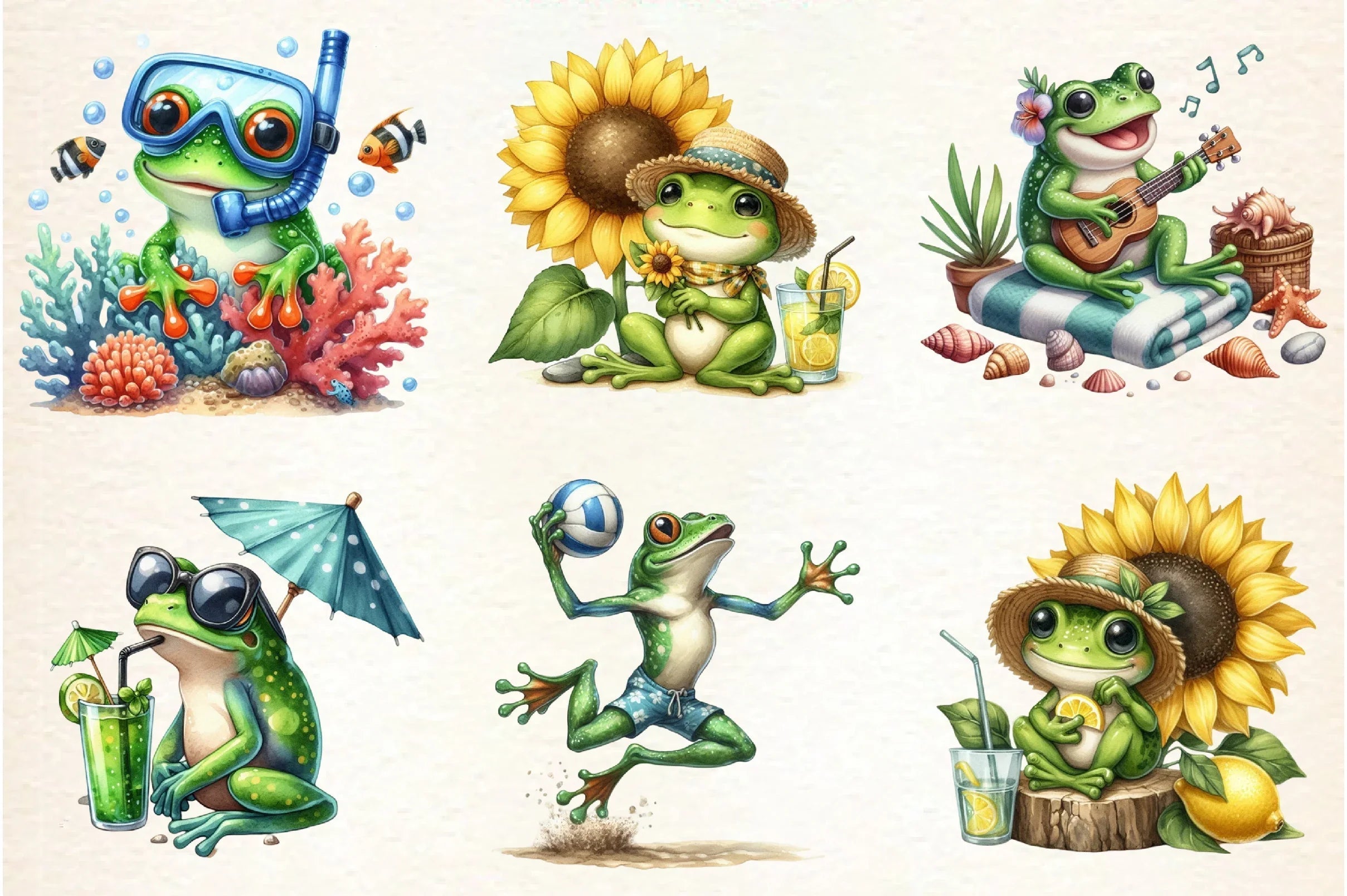 Frog Summer Clipart Bundle - CraftNest - Digital Crafting and Art