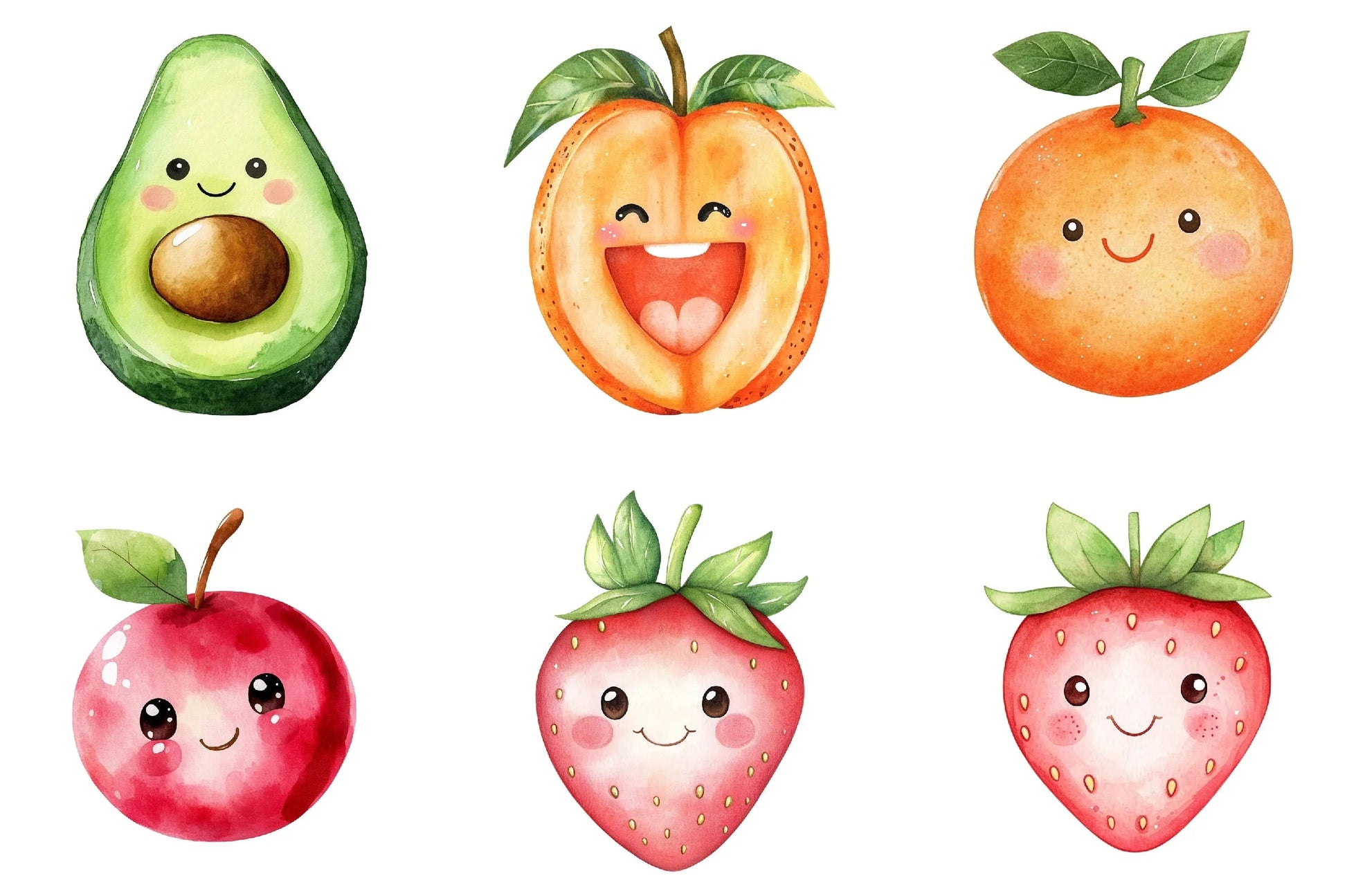 Cute Kawaii Fruits Clipart Bundle - CraftNest - Digital Crafting and Art