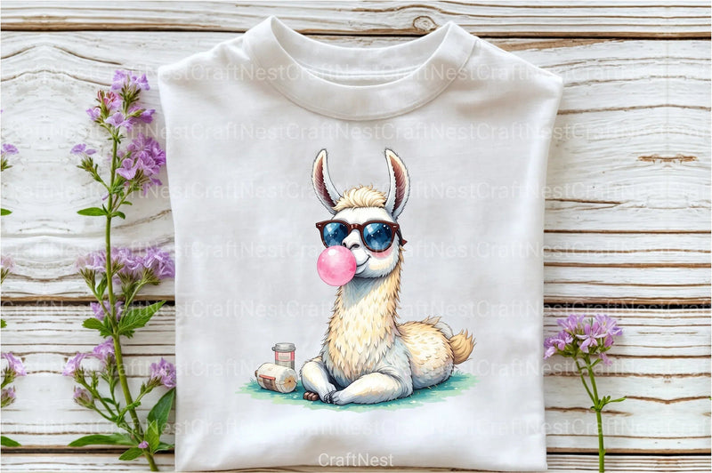 Funny Llama and Bubble Gum Clipart Bundle - CraftNest - Digital Crafting and Art