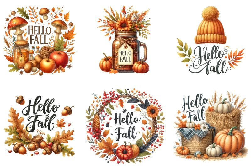 Hello Fall Clipart Bundle - CraftNest - Digital Crafting and Art