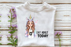 Sarcastic Funny Girl Can't Adult Today Clipart Bundle 8 - CraftNest - Digital Crafting and Art