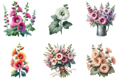 Hollyhock Clipart Bundle - CraftNest - Digital Crafting and Art