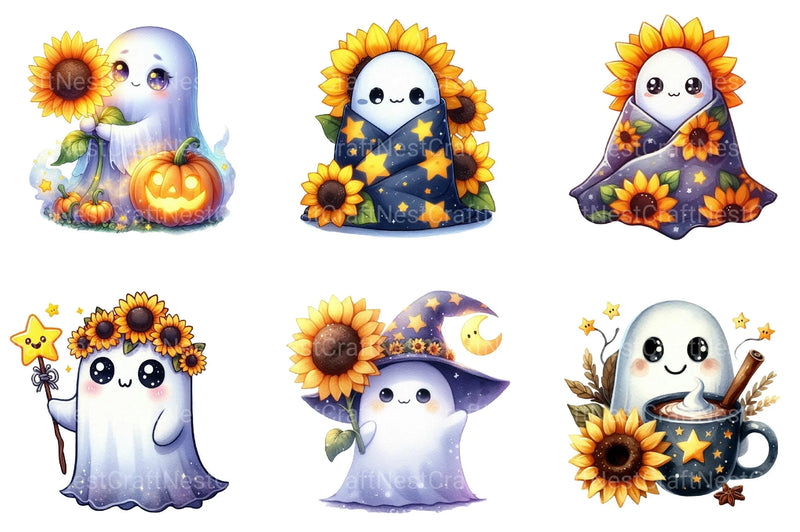 Sunflower Star Ghost Halloween Clipart Bundle - CraftNest - Digital Crafting and Art