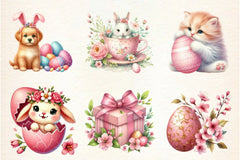 Cute Pink Easter Day Clipart Bundle - CraftNest - Digital Crafting and Art