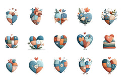 Patchwork Heart Valentine Clipart Bundle - CraftNest - Digital Crafting and Art